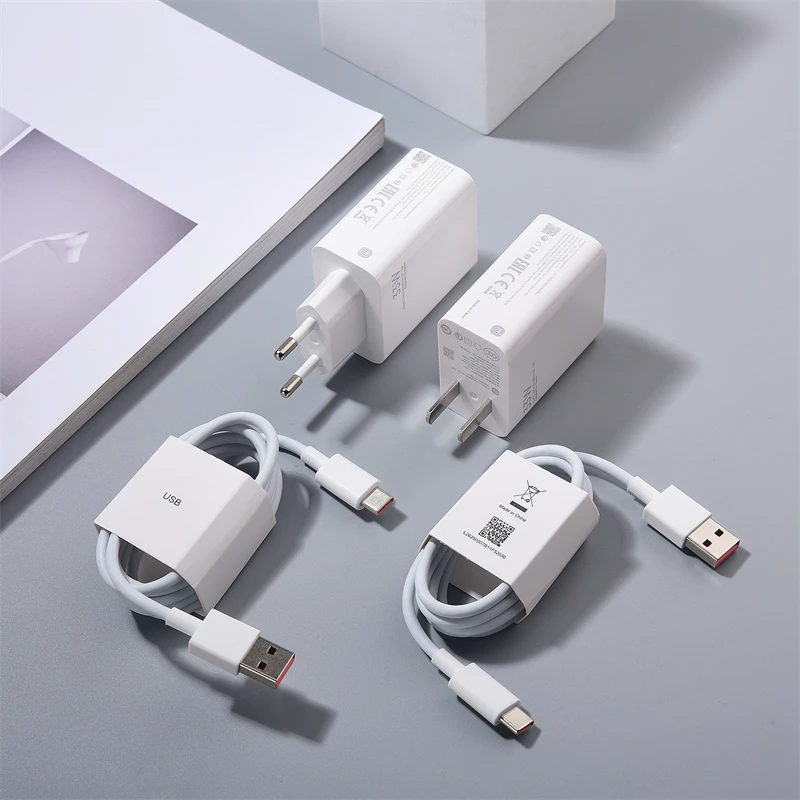 Xiaomi 33W Charger EU/US Fast Turbo Charge Wall Adapter For Mi 10 11 Redmi K50 K40 Pro Note11 Pro Max Poco +6A Type C Cable