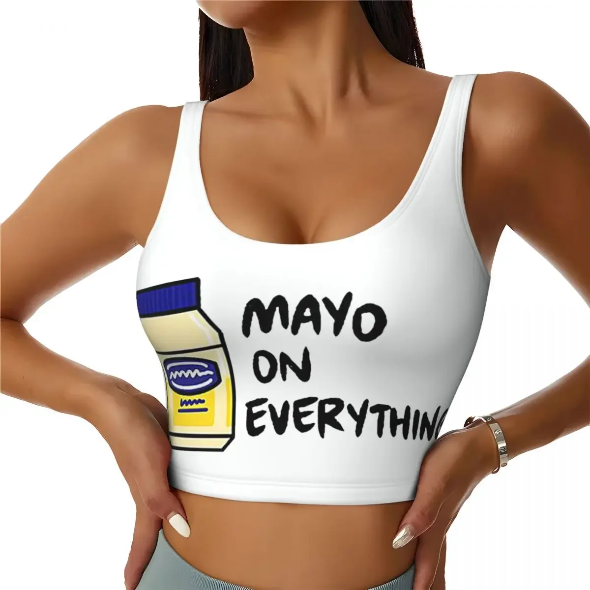 Custom Mayo (Mayonnaise) On Everything Women Sports Bra High Impact Vest Gym Workout Yoga Crop Tank Top
