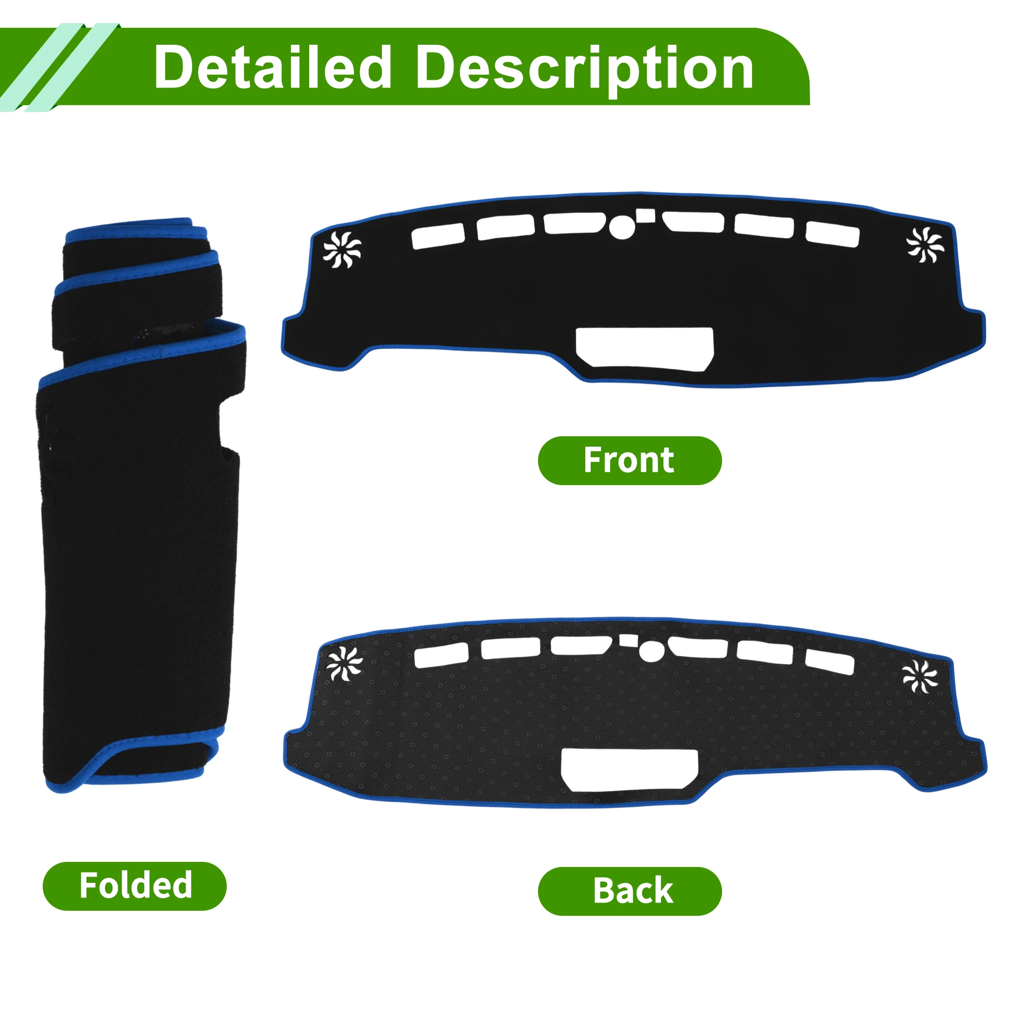 

UXCELL Dashboard Cover for Ford Bronco SUV 2021-2025 Dash Cover Mat Carpet Center Console Dash Cover Mat Polyester Black Blue