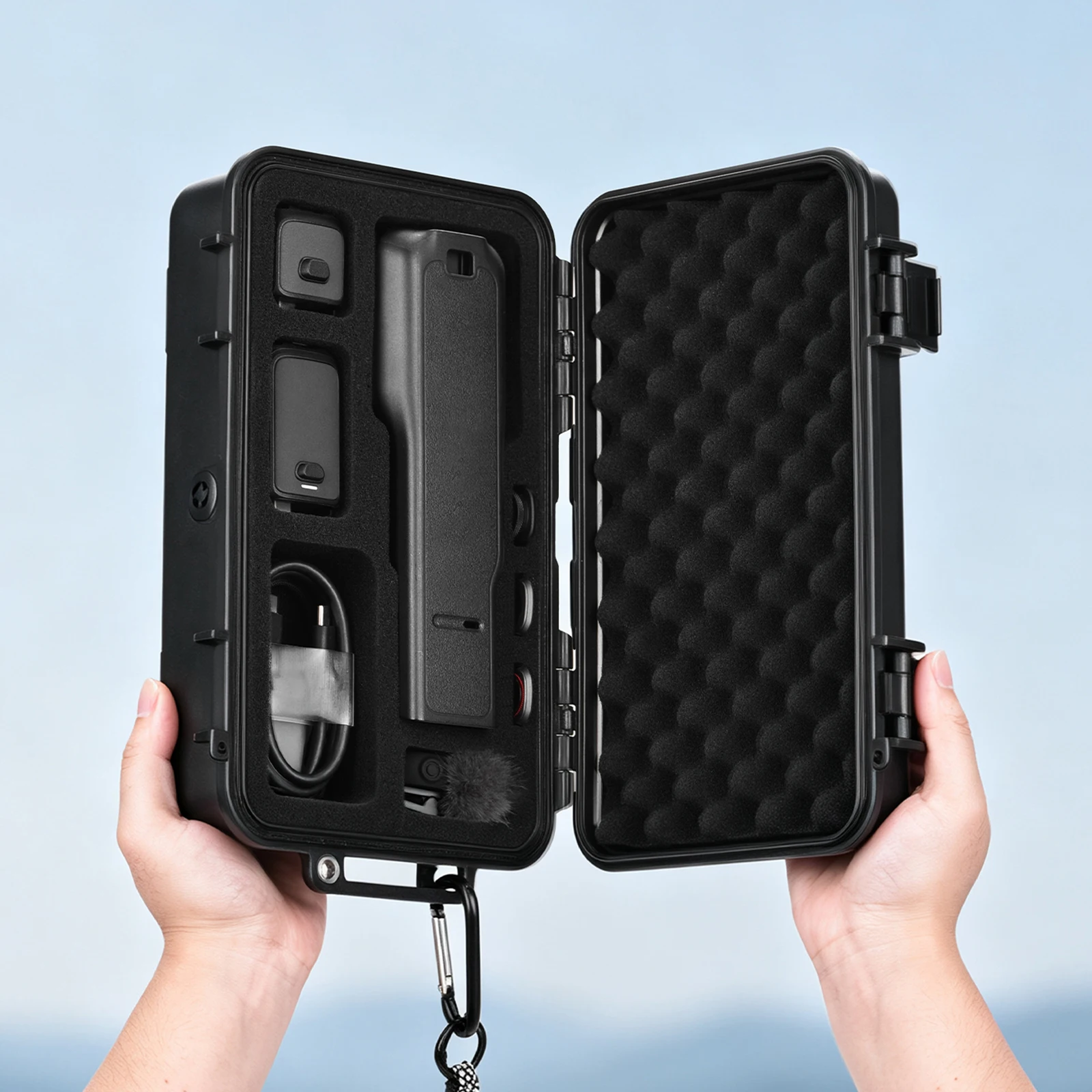 Waterproof Storage Case for Insta360 Luna Ultra Hard Shell Shockproof Carrying Box Foam Insert Clip Strap