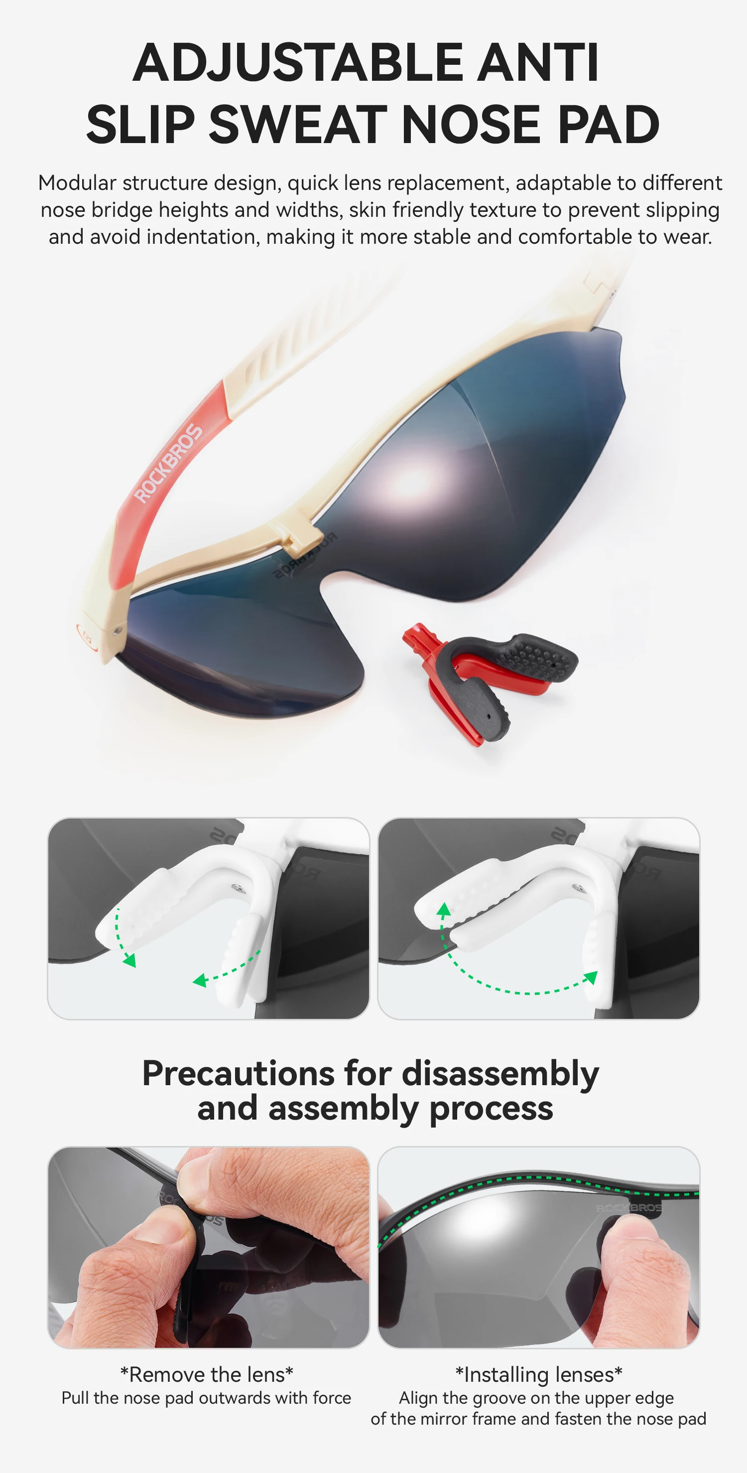 ROCKBROS Fahrradbrille UV400 Polarisierte Sport-Sonnenbrille Leichtgewicht UV-Schutz Winddichte Outdoor-Laufbrille – Detail 17