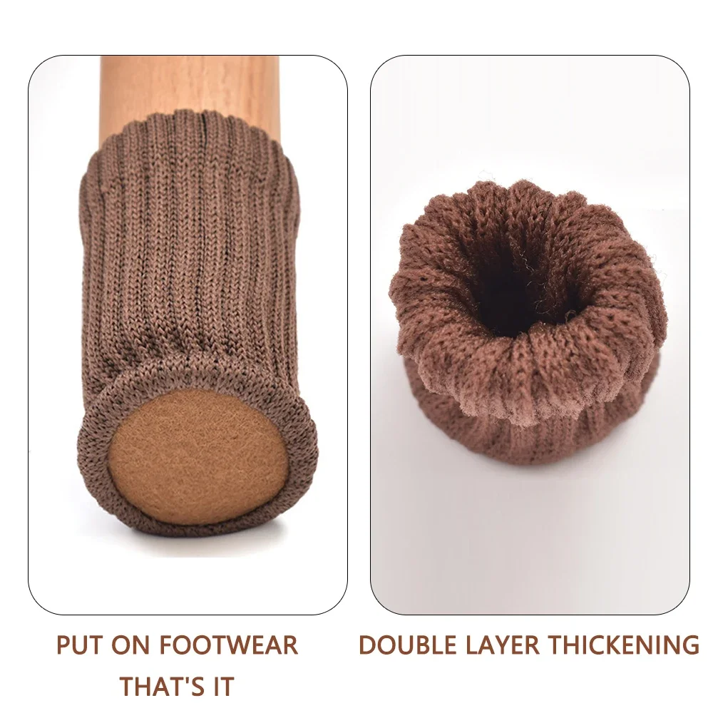 4/24Pcs Chair Legs Socks Knitted Furniture Feet Floor Protectors Anti-slip Pads Silent Thicken Table Chair Leg Socks Covers