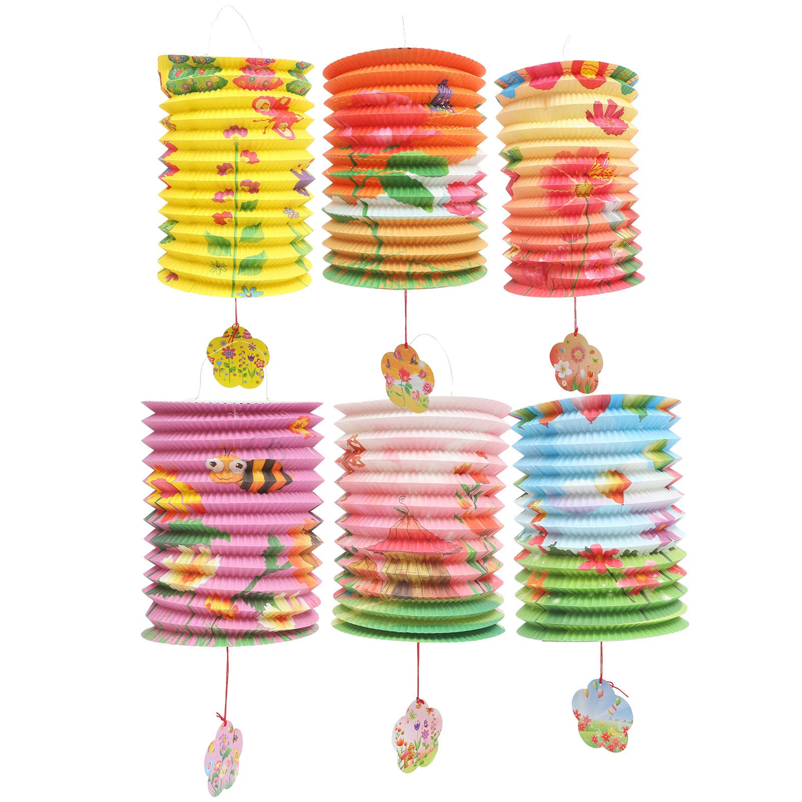 

Flower Printed Lantern Foldable Festival Hanging Lantern Decorations For Wedding Party Mixed Color