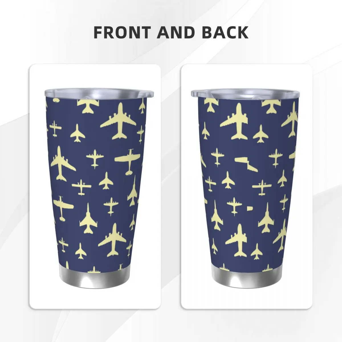 Fly Past Aeroplanes Tumbler Vacuum Insulated Pilot Air Fighter Coffee Cups Stainless Steel Office Home Mugs Hot Cold Drink, 20oz