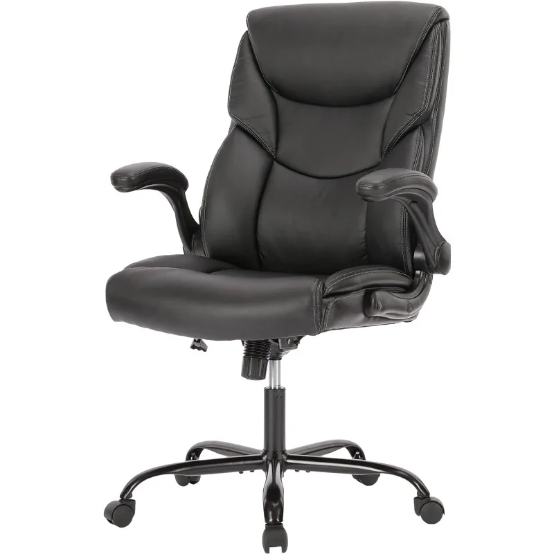 

Ergonomic Executive PU Leather Desk High Back Office Height Adjustable Computer Chair, 21" D x 29" W x 44" H, Black