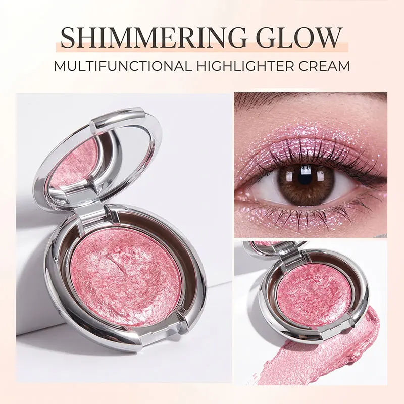 Herorange Highlighter Cream, Delicate Pearlescent Shimmer for Instant 3D Brightening Multi-Use for Under-Eye and Facial Contouring