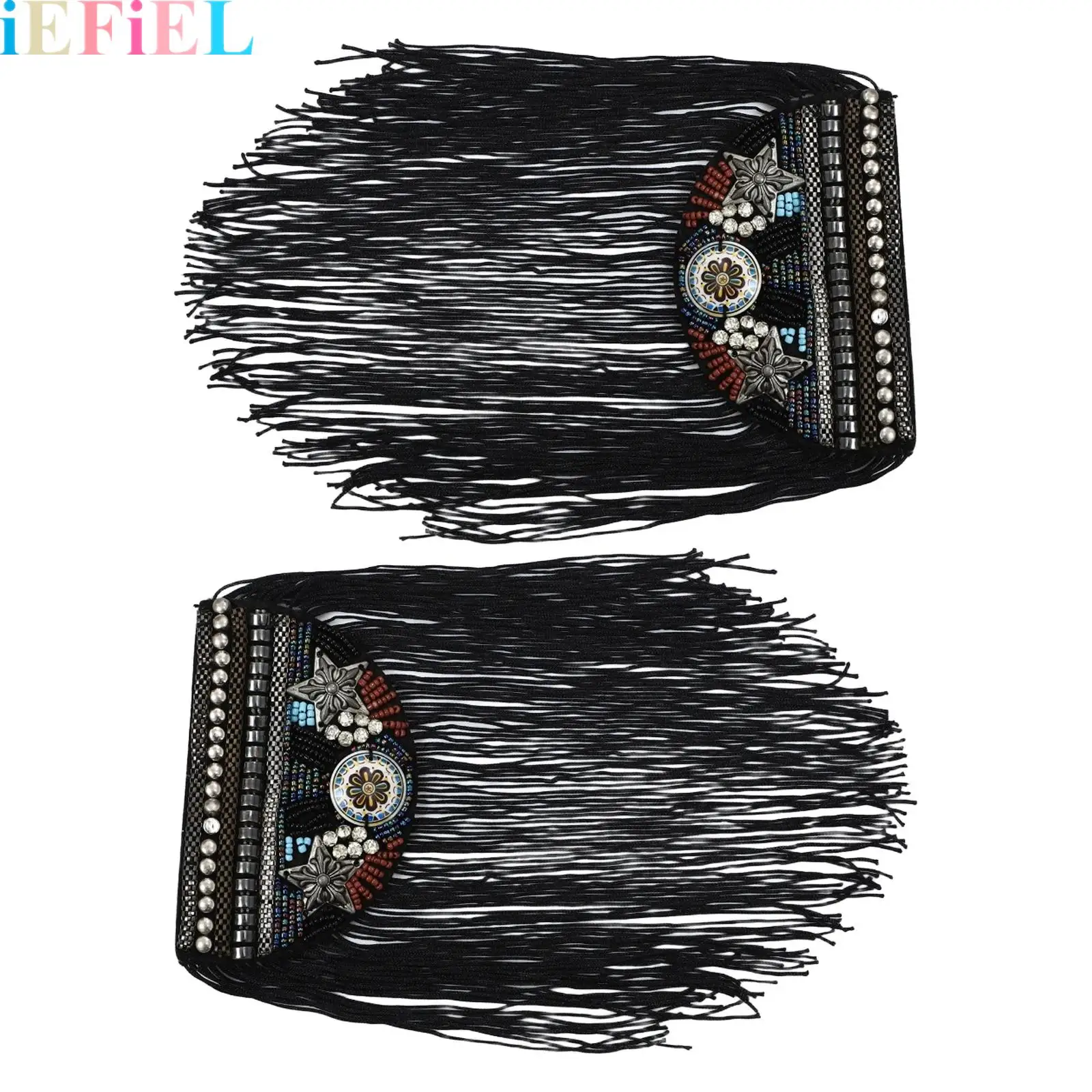 

Women Men Rhinestones Beaded Shoulder Epaulet Badge Rhinestone Shoulder Brooch Pin Tassel Fringe Shoulder Epaulet