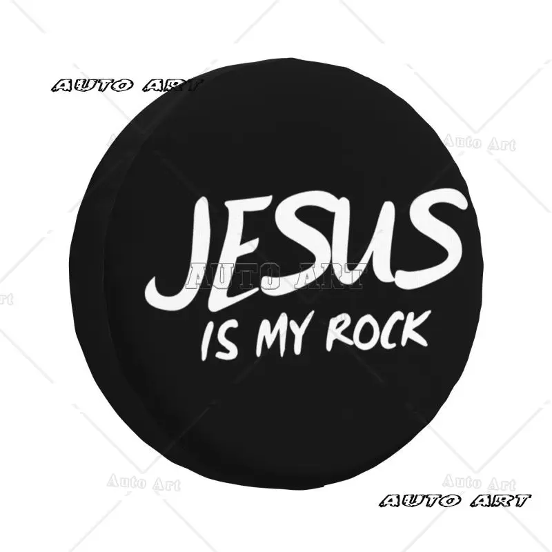 Jesus Is My Rock Tire Cover 4WD 4x4 RV Christian Christ Spare Wheel Protector 14