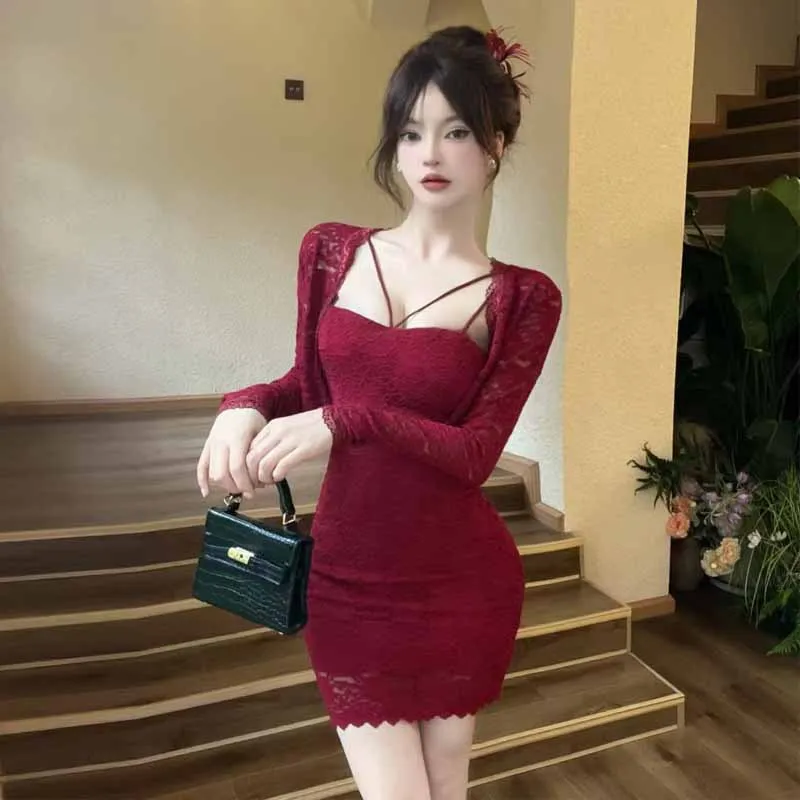 Pure Desire Sle Or Conjunto de top curto e saia de renda feminino doce Sle casual conjunto de duas peças da China