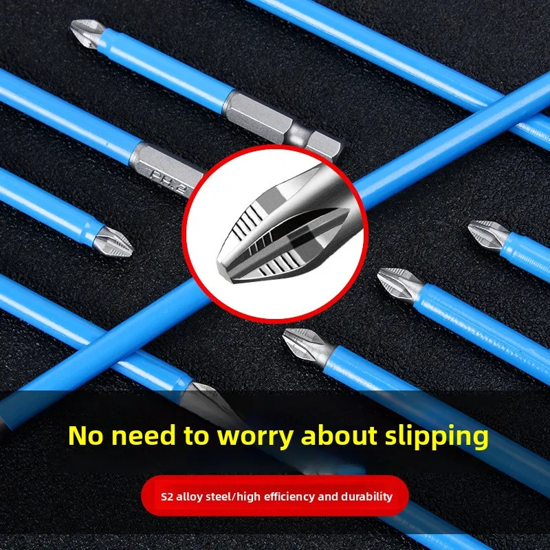 S2 Industrial‑Grade PH2 Screwdriver Bit, High‑Hardness Anti‑Slip Strong Magnetic Single‑End Drill Screw Driving Accessory