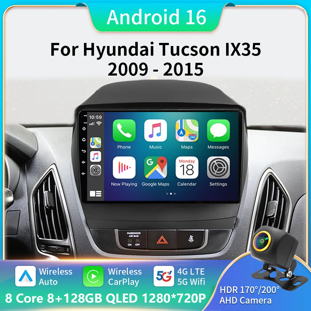 

For HYUNDAI TUCSON IX35 2009 - 2015 8Core 5G WIFI Android 16 Car Multimedia Stereo Car DVD Player Navigation GPS Radio BT
