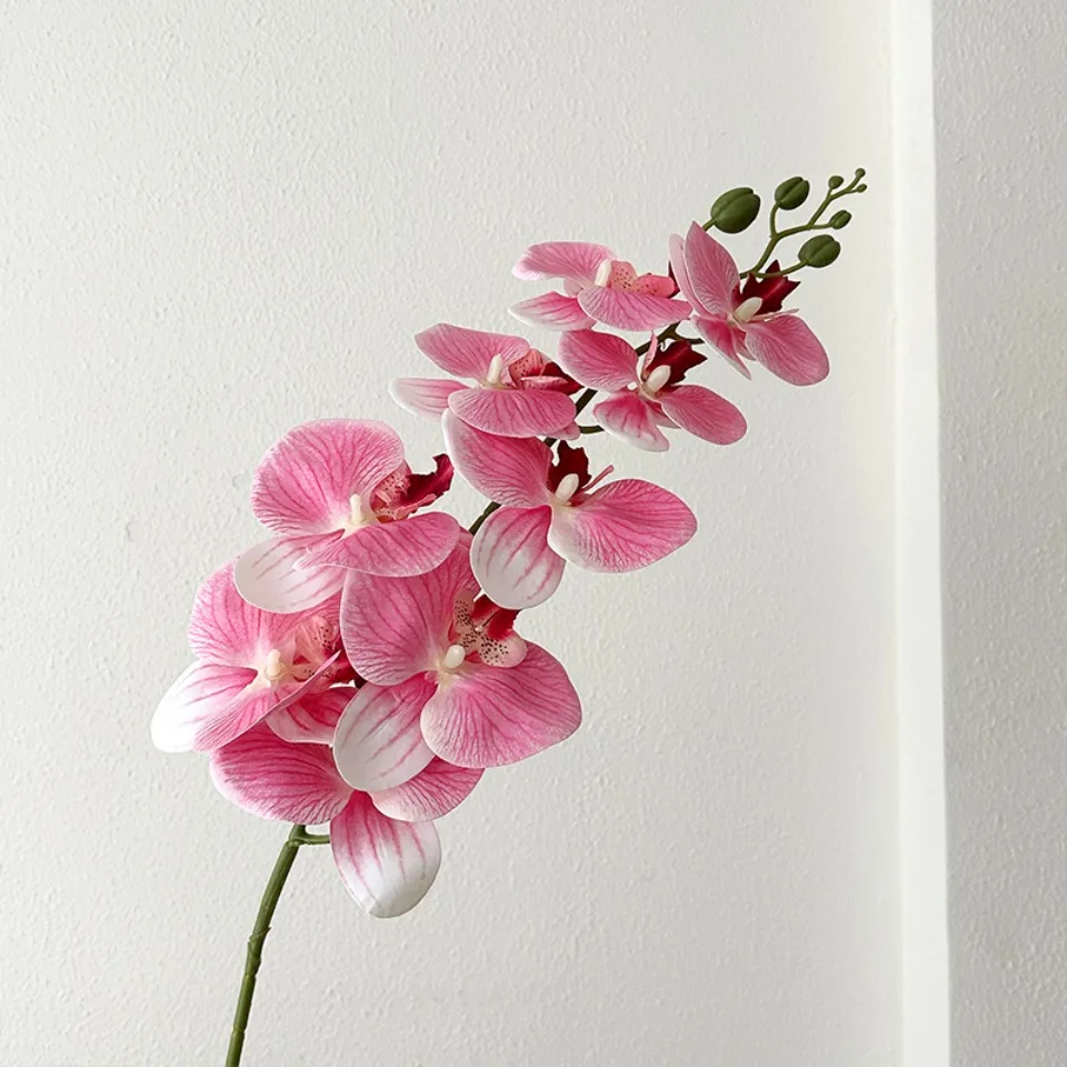 9-Köpfiger Künstlicher Phalaenopsis-Blumenzweig Realistische Seidenblume Künstliche Orchidee für Hochzeit, Party und Heimdekoration – Detail 7