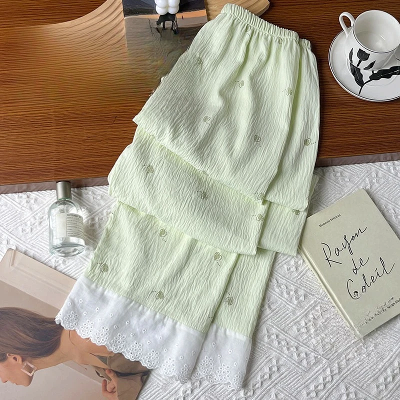 

Pajama Pants Women's Polka Dot Trousers Summer Girls' Thin Home Suit Korean Style Cute Basic Women‘s Sleepwear Sleep Bottoms Pj
