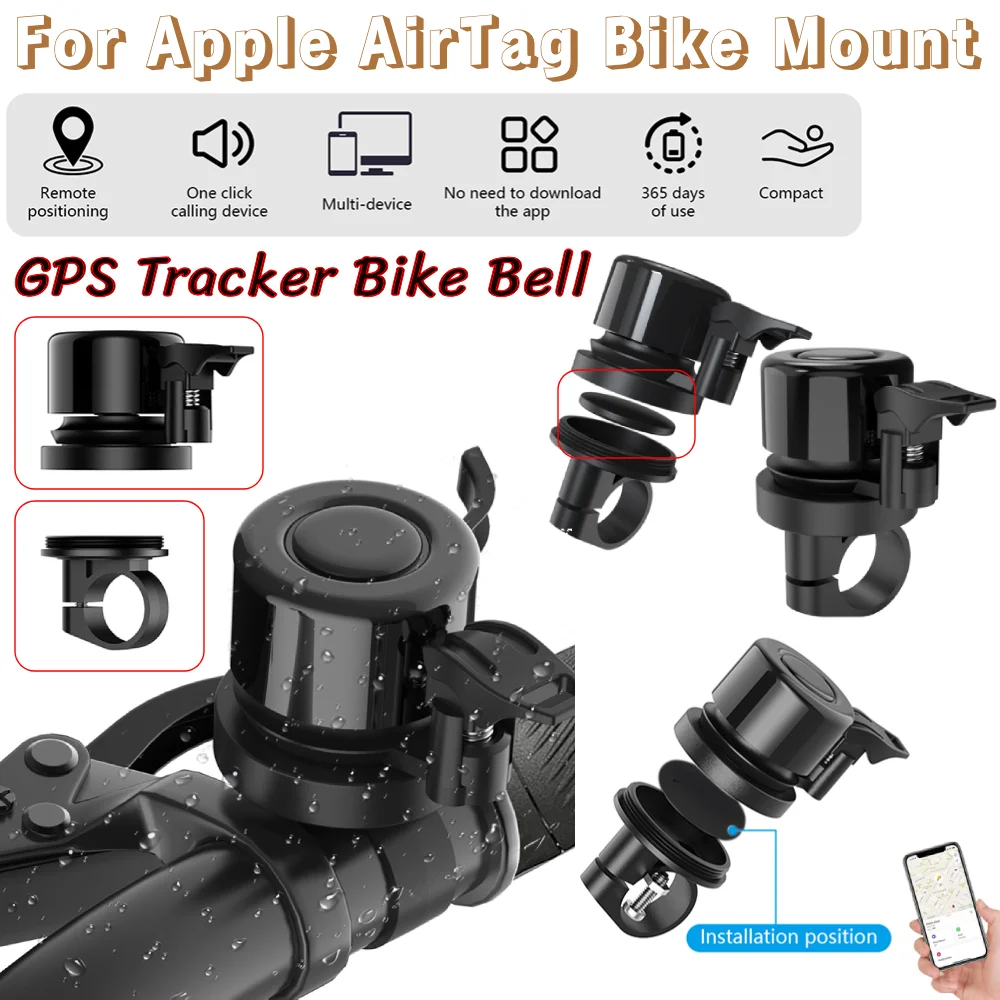 

Anti-Theft Bike Mount BICYCLE Bell Bike Bell GPS Tracker Bike Bell Waterproof Hides for Apple AirTag Bike Mount