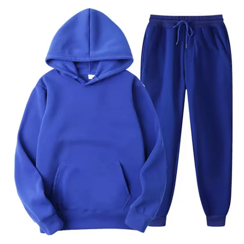 Men Tracksuit 2 Pieces Sets Hooded Sweatshirt +Drawstring Pants Male Hoodies Running Sportswear Men Women Autumn Sportwear