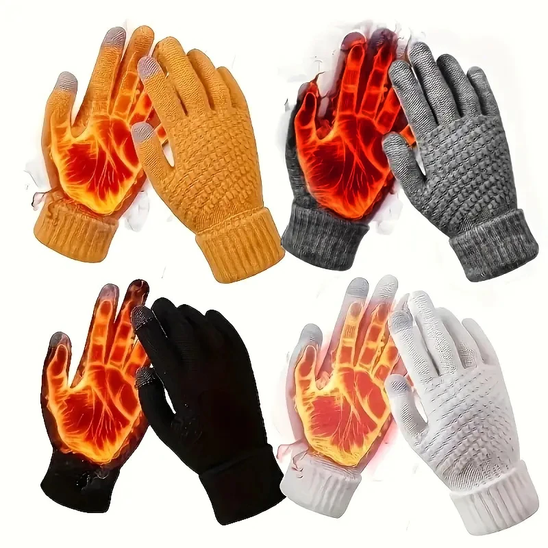 Winter warm touch screen gloves, men's and women's anti slip warm gloves, elastic cuffs, cold season driving and cycling gloves