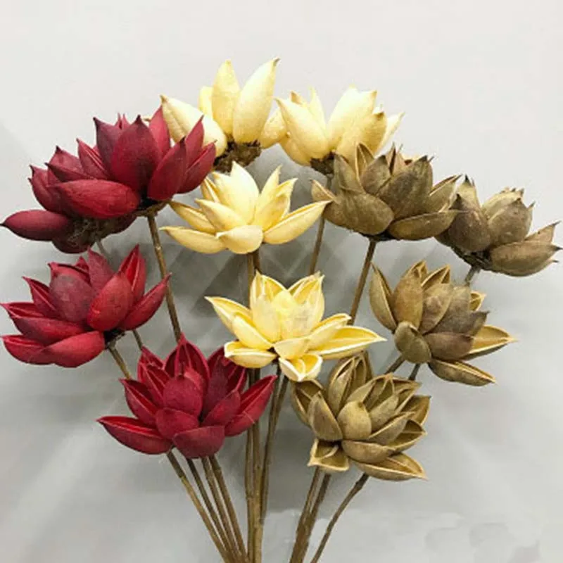 

Natural Plants Handmade Lotus Dried Floral Art Flowers Arrangement Bouquet Bohemian Home Farmhouse Decor Table Decoration