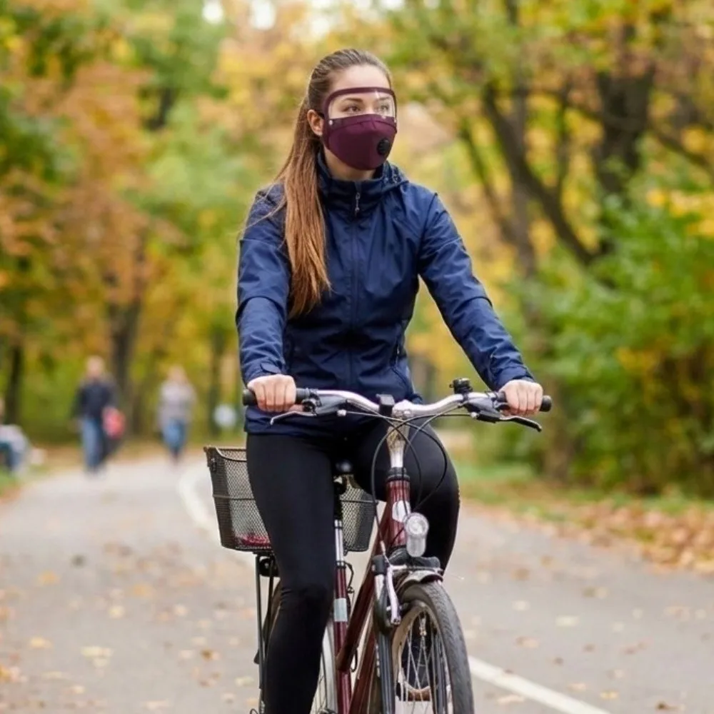 Breathing Valve Dust-Proof Mask Washable Windproof Anti Haze Mask With Protective Lens Detachable Riding Face Mask Commuting