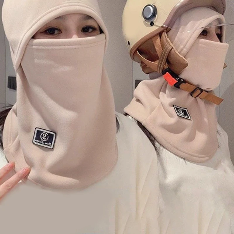 Warm Fleece Dustproof Beanie Winter Velvet Wrap Windproof Ear Protection Helmet Hat Face Cover Unisex Outdoor Cycling Skiing