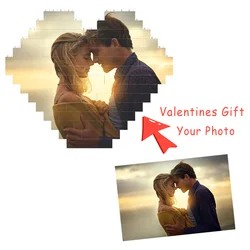 Valentines Day Gifts Custom Heart Shaped Puzzle Decor Romantic Anniversary Gift for Couple Photo Puzzles Building Brick Block