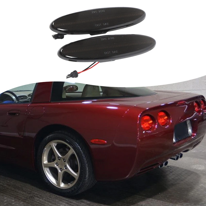 

2Pcs ABS black For Chevrolet Corvette C5 1997-2004 car rear side fender turn signal cover car accessories (replacement parts)