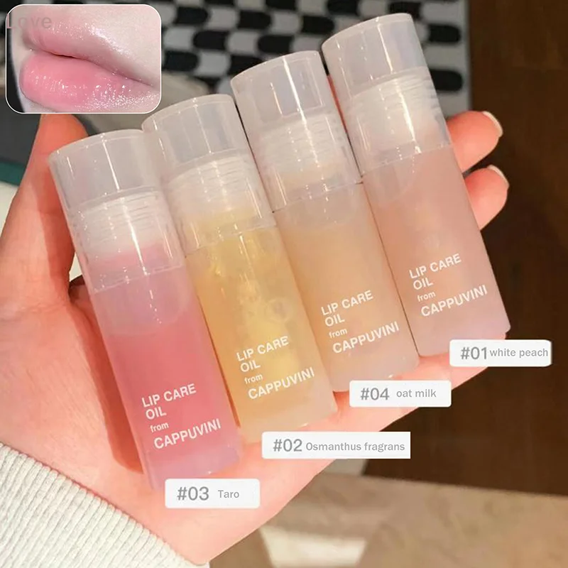 [L&P] Olio per labbra trasparente Lucidalabbra in vetro Senza profumo Non appiccicoso Tinta idratante Paffuta Siero Primer Pennello Applicatore