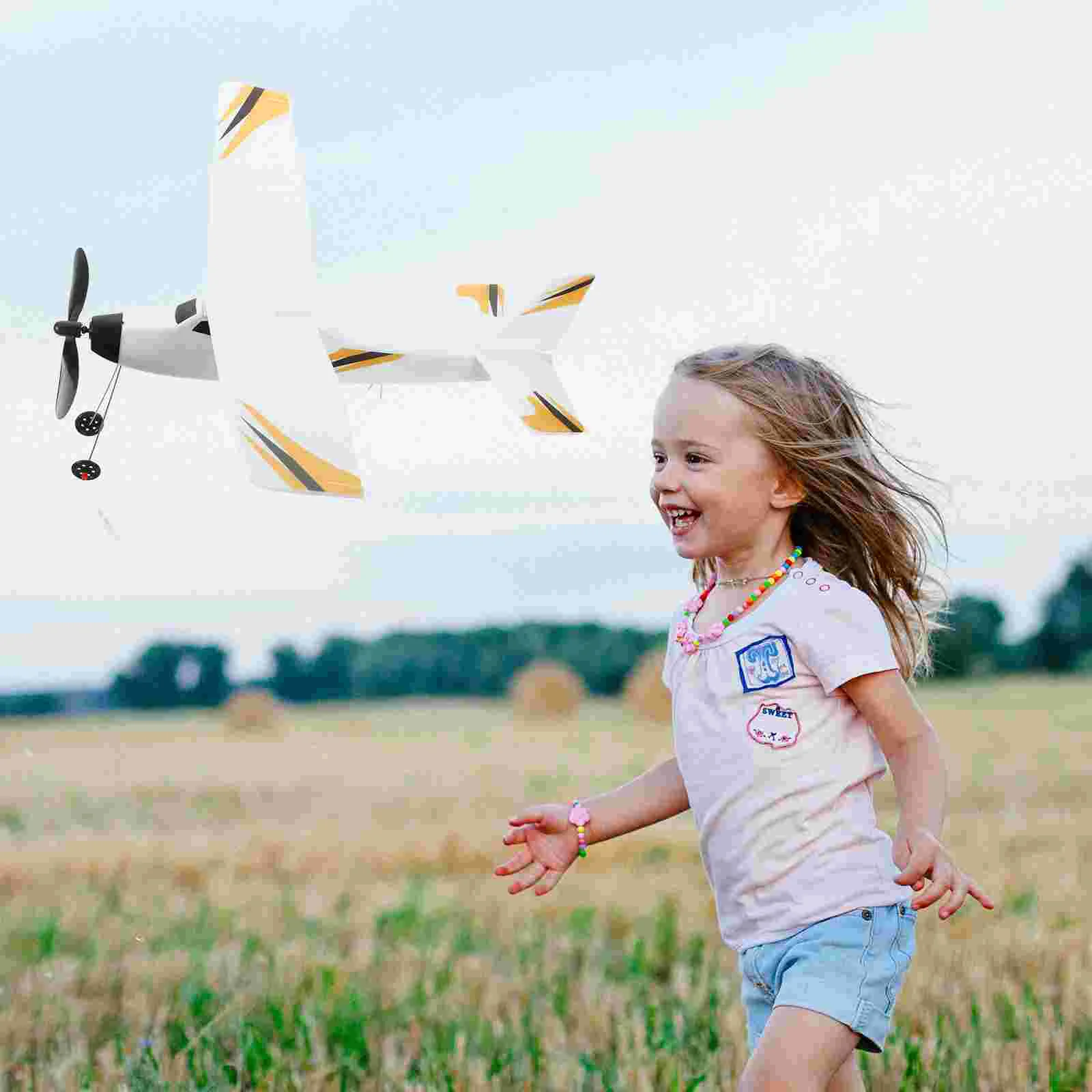 

Helicopter Toy Rubber Glider Plane Band Small Airplane Model Kids Toys Orange For DIY Child