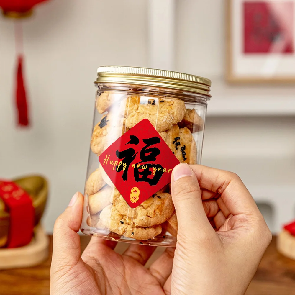 120 قطعة/المجموعة ملصقات السنة الصينية الجديدة السعيدة 2026 نمط الحصان ملصقات الحلوى المستديرة دائرة الشوكولاته تسميات زينة الحفلات