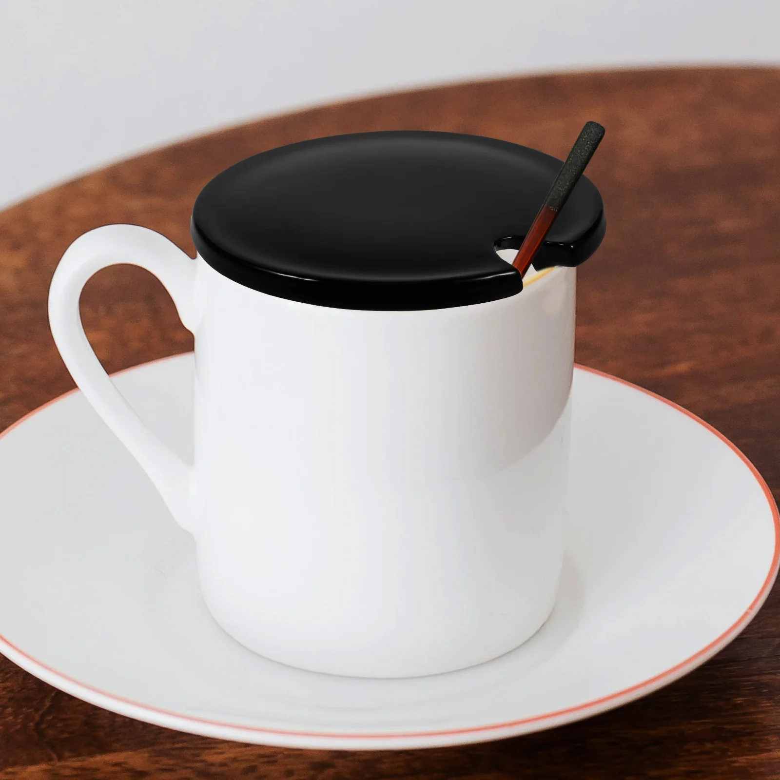 

2Pcs Ceramic Cup Lids Round Water Mug Covers Creative Spoon Slot Heat-Resistant Tea Cup Lid Accessory Lids for Cups