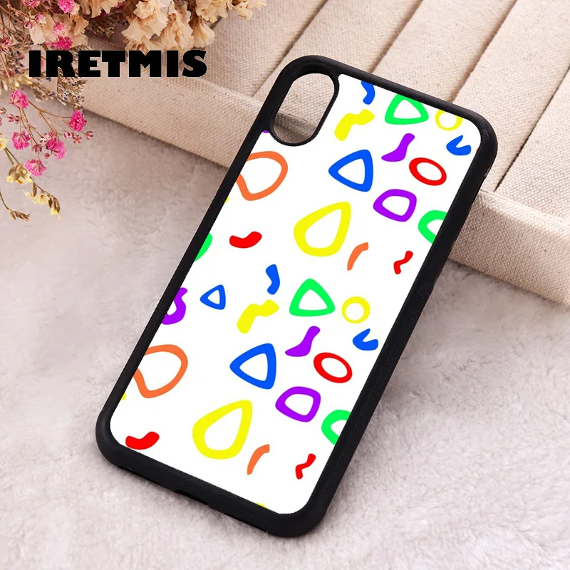 Iretmis Phone Cover Case For iPhone X XS Max XR 11 12 13 PRO MINI 14 15 16 Plus Rubber Silicone TPU Colorful shapes