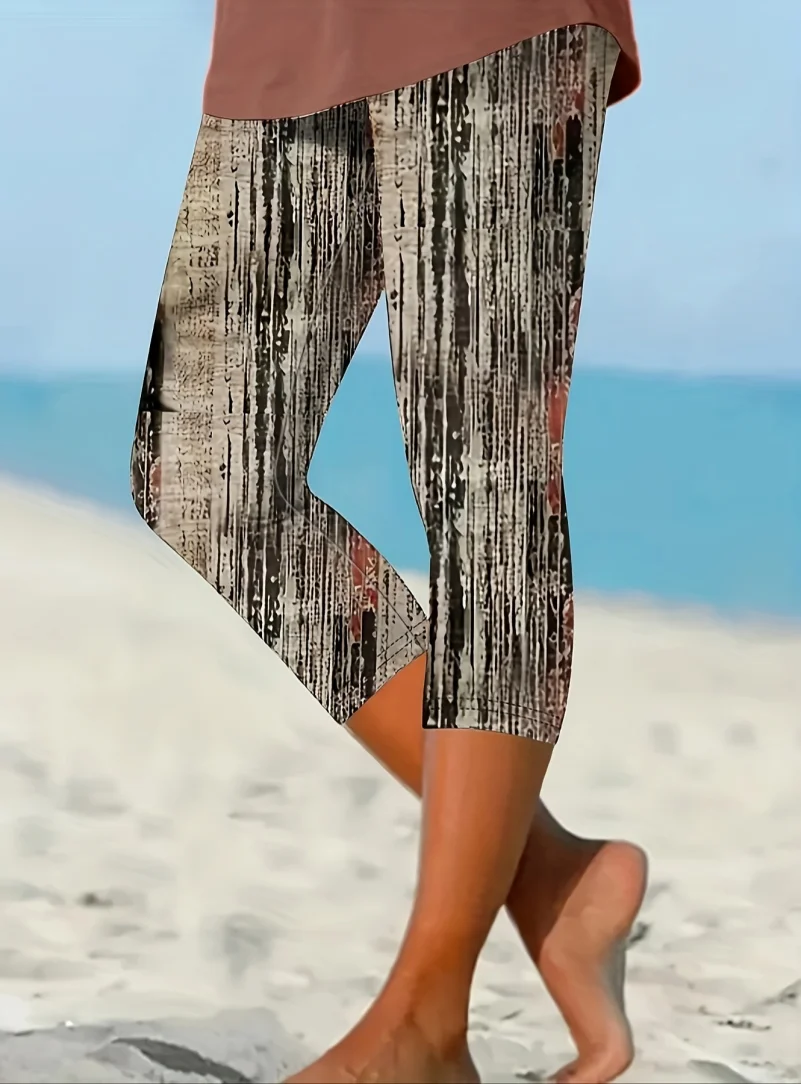 European and American Fashion Printed Tight-Fitting Leggings Suitable for Vacation/Commuting/Light Exercise/Home Use (Economical and Durable)