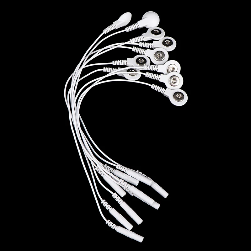 

10pcs Electrode Lead Wires Adapter Cables Treatment Instrument Conversion Line Pin-To-Snap Adapter electrodes Cables Plug