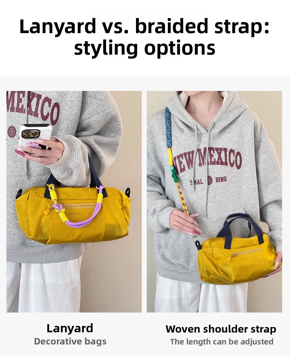 Outdoor Multicolor Rope Braided Bag Strap Handbag Modification Crossbody Strap Detachable Bag Shoulder Belt Strap Replacement