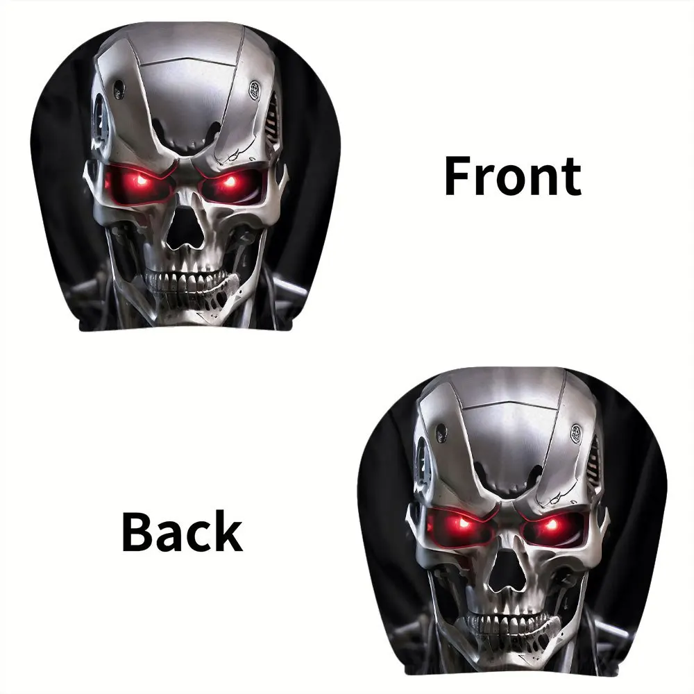 2Pcs Terminator Robot Print Car Headrest Covers Unfilled Design HD 3D Digital Printing Universal Unique Auto Head Rest Protector