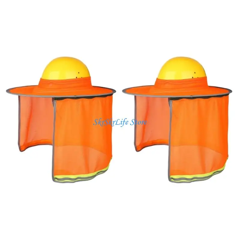 E65E Pack of 2 Breathable Hard Hat Sun Shade With Reflective Strips And Vents Helmet Visors For Construction Workers