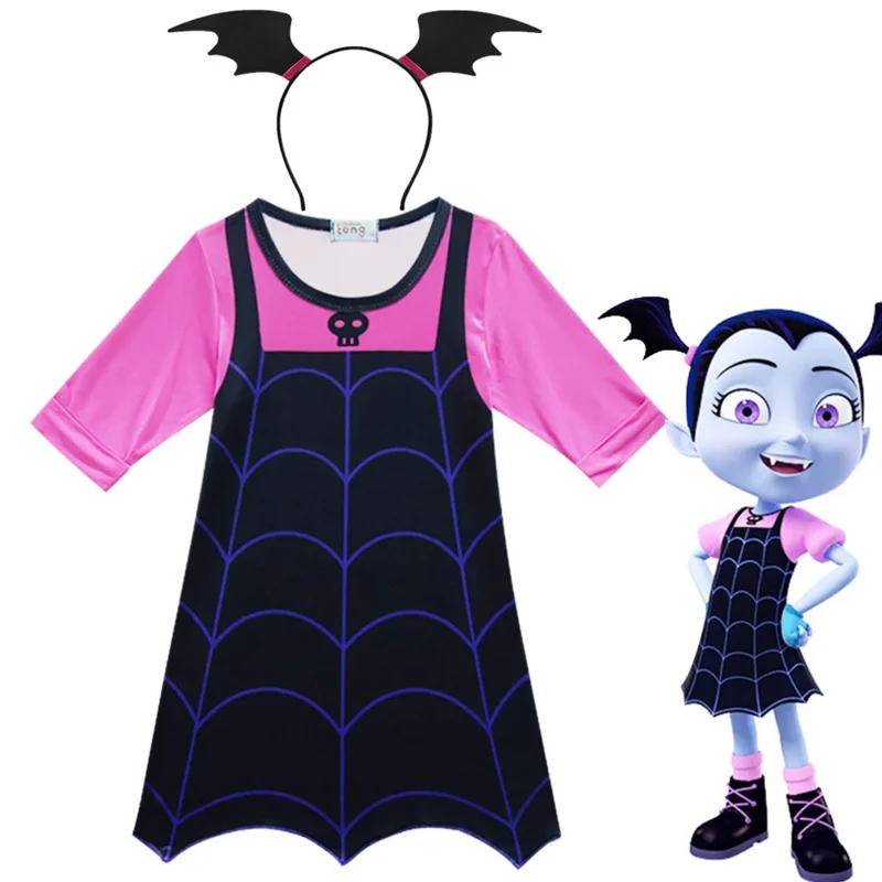 

Halloween Girl Vampirina Costumes Children Cosplay Vampire Dress Up Costume Kids Outfits Carnival Party Disguise Headband