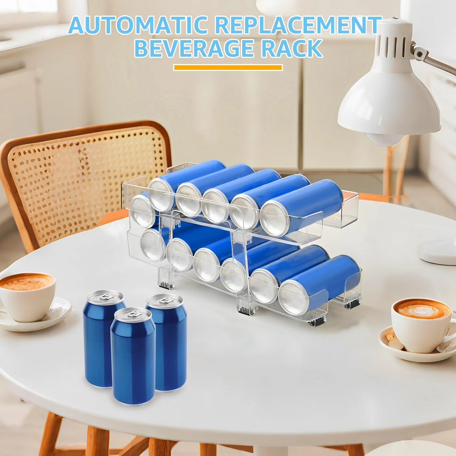 Refrigerator Can Organizer 2-layer Automatic Rolling Beverage Soda Can Storage Box Kitchen Fridge Beer Soda Dispensers