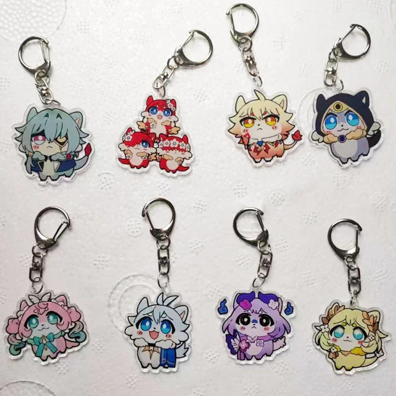 8Pieces Game Key Chains Two-sided Keychain Aglaea Khaslana Mydei Anaxa Castorice Hyacine Cipher Sunday Acrylic Pendant Keyring
