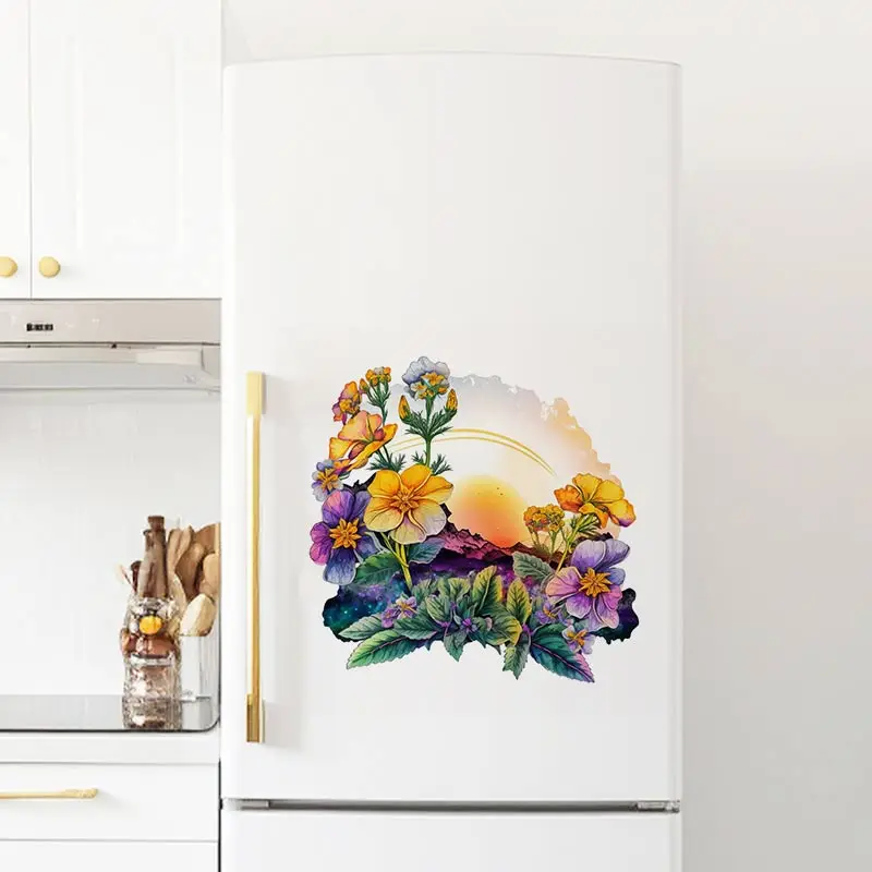 M444  Gorgeous Bouquet Wall Sticker Bathroom Toilet Decor Living Room Cabinet Refrigerator Home Decoration Decals