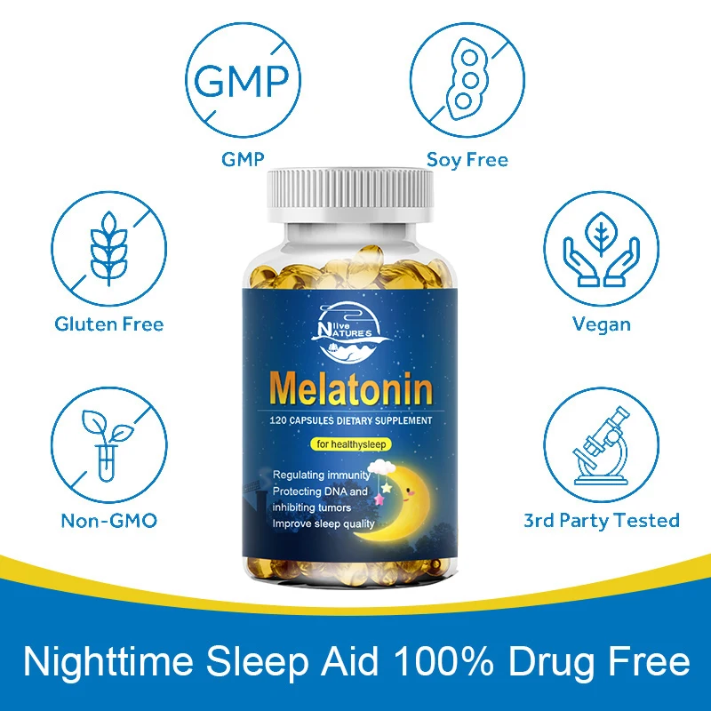 Melatonin 120 Kapseln Omega 3 6 Vitamin B6 natürliche Ergänzung für die Gesundheit des Schlafes