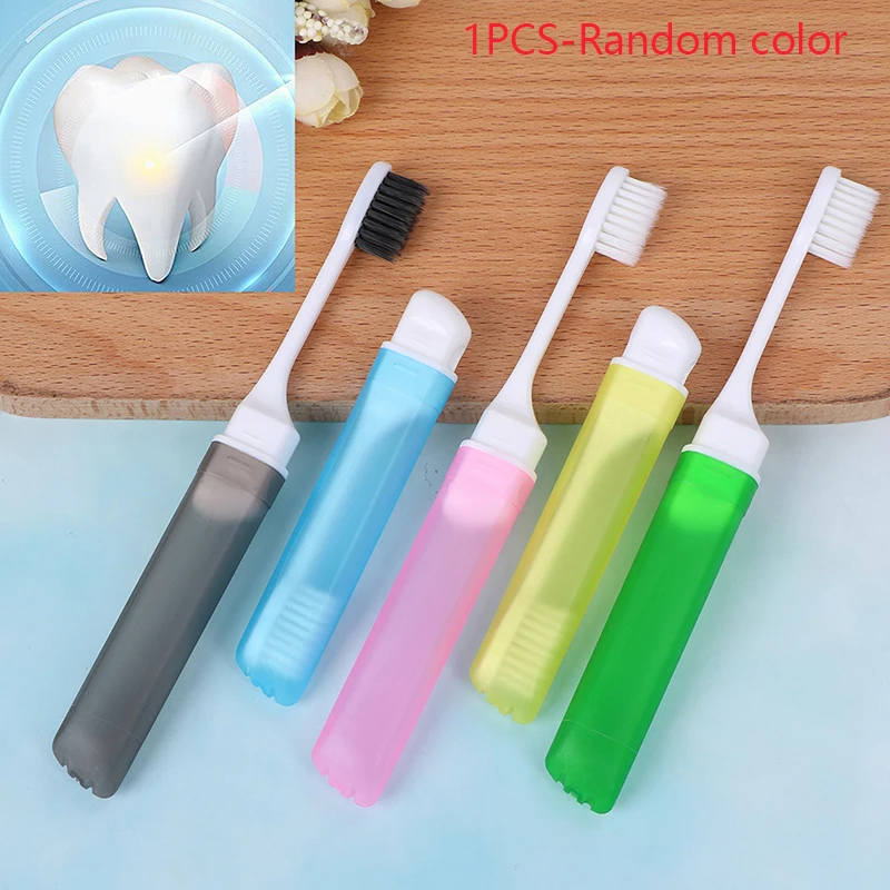 1PCS Plastic Foldable Toothbrush Portable Folding Outdoor Travel Camping Toothbrush Random Color