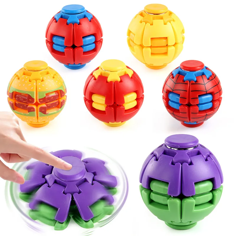 Adult Stress Relief Fidget Toy Push Pop Bubble Spinner Ball Anxiety Decompression Sensory Toy for Office Desk Car Birthday Gift