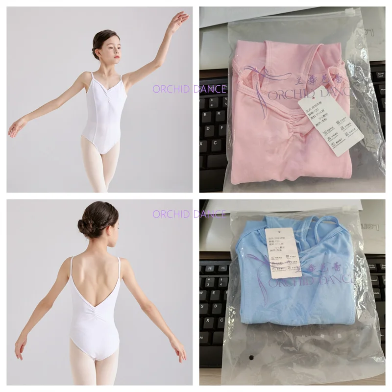 Hot Sale Cheap Camisole Training Dance Wear White Black Pink Blue Cotton Nylon Spandex Girls Children Kids Ballet Leotards