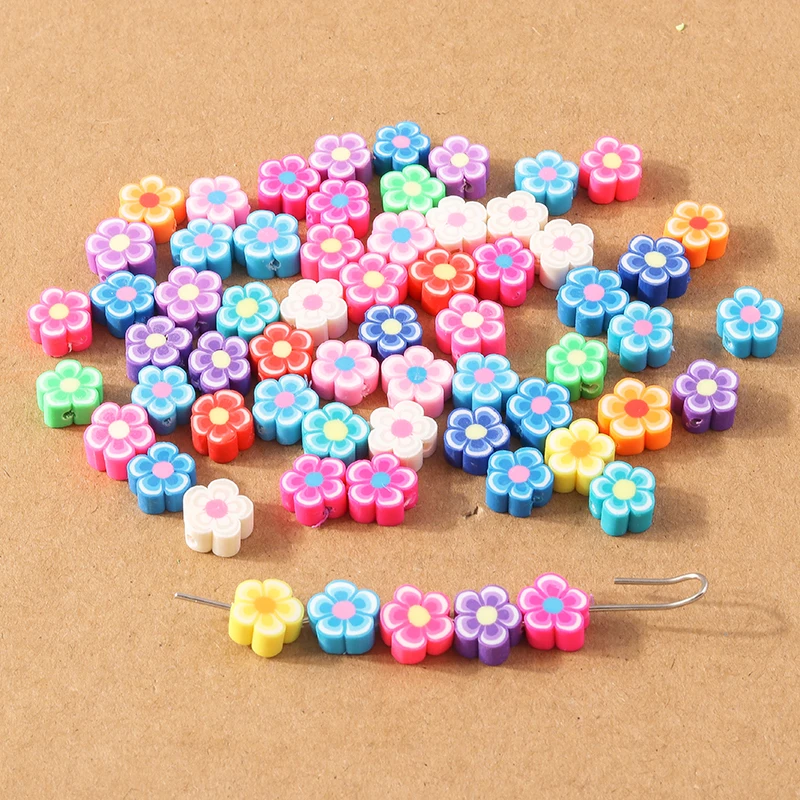 50 Pcs Mixed Flower Fruit Animal Polymer Clay Beads Loose Spacer Beads for Jewelry Making DIY Bracelet Necklace Accessories