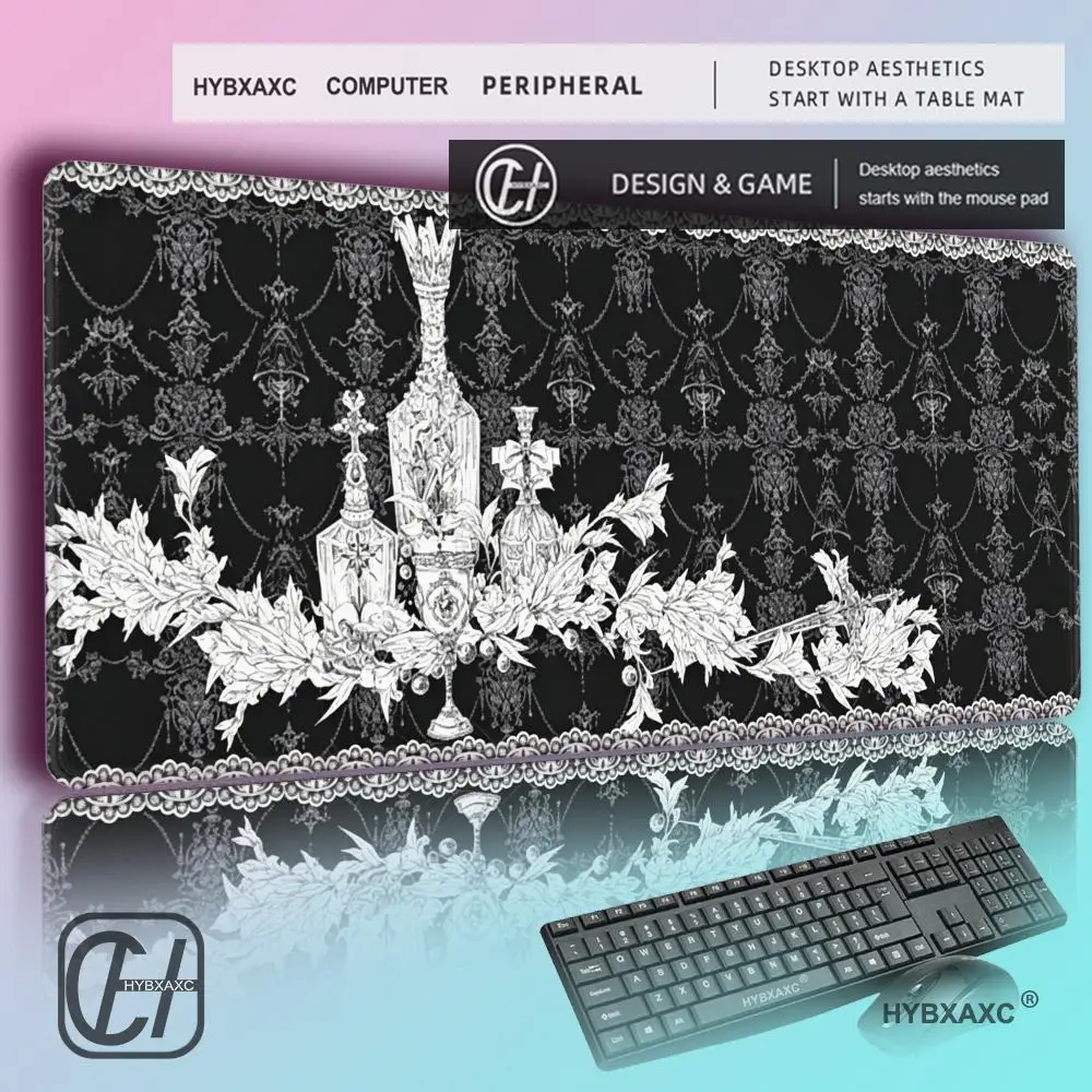 

HYBXAXC XXL Gothic Dark Theme MousePad Printing DeskMat Smooth Surface Thick Gaming Pad for Laptop Table Decoration Accessories
