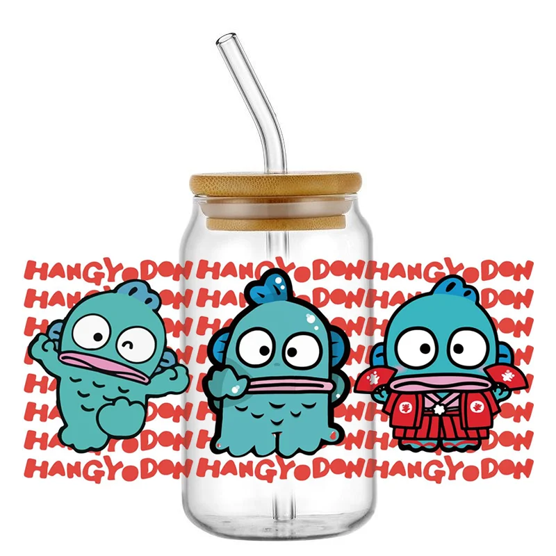 

Miniso 3D Cartoon Cute Fish Cup Washable Transfer Sticker for 16oz Libbey Glasses UV DTF Cup Wrap