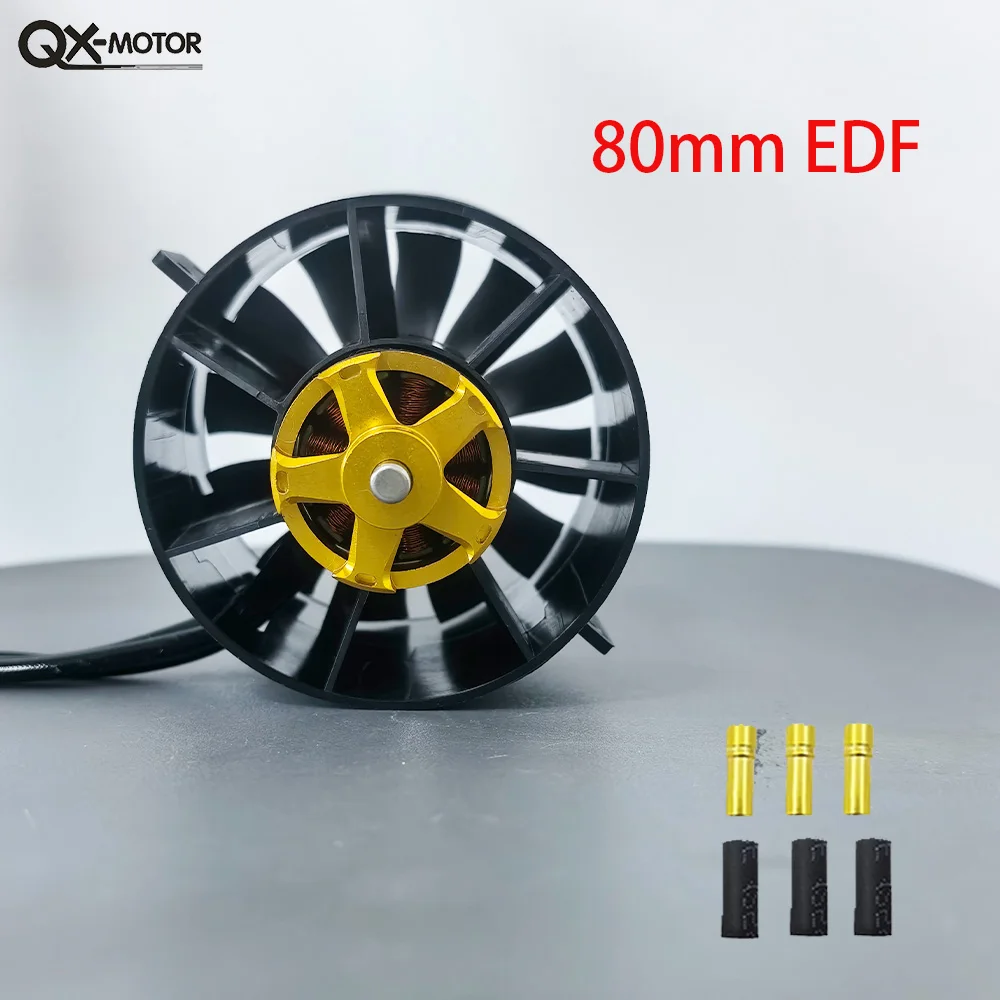 มอเตอร์ไร้แปรง QX-MOTOR 80 มม. EDF หมุนตามเข็มนาฬิกาและทวนเข็มนาฬิกา ใบพัด 12 ใบ สำหรับ 6S 12S ของเล่นบังคับวิทยุ รุ่นเครื่องบิน