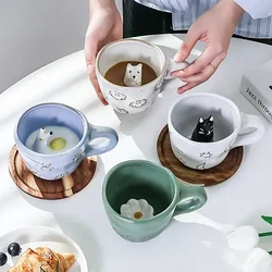 Cartoon 3D Animal Mugs Handmade Snail Cat Dog Daisy Cups Ceramic Kitchen Drinkware Cute Big Coffee Tea Mug Cup Fun Birthday Gift