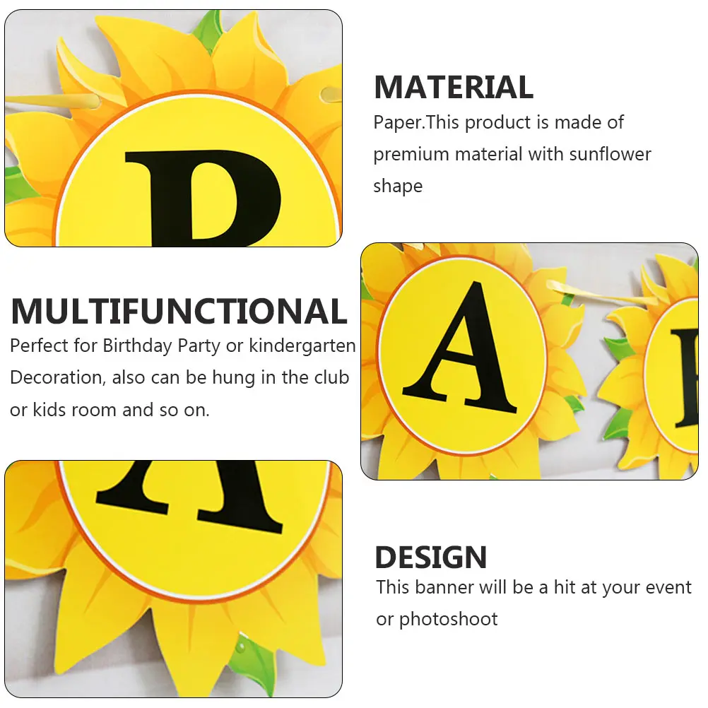 

Sunflower Birthday Garlands for Decoration Latte Art Baby Shower Pennant Banner Flowers Party Backdrop