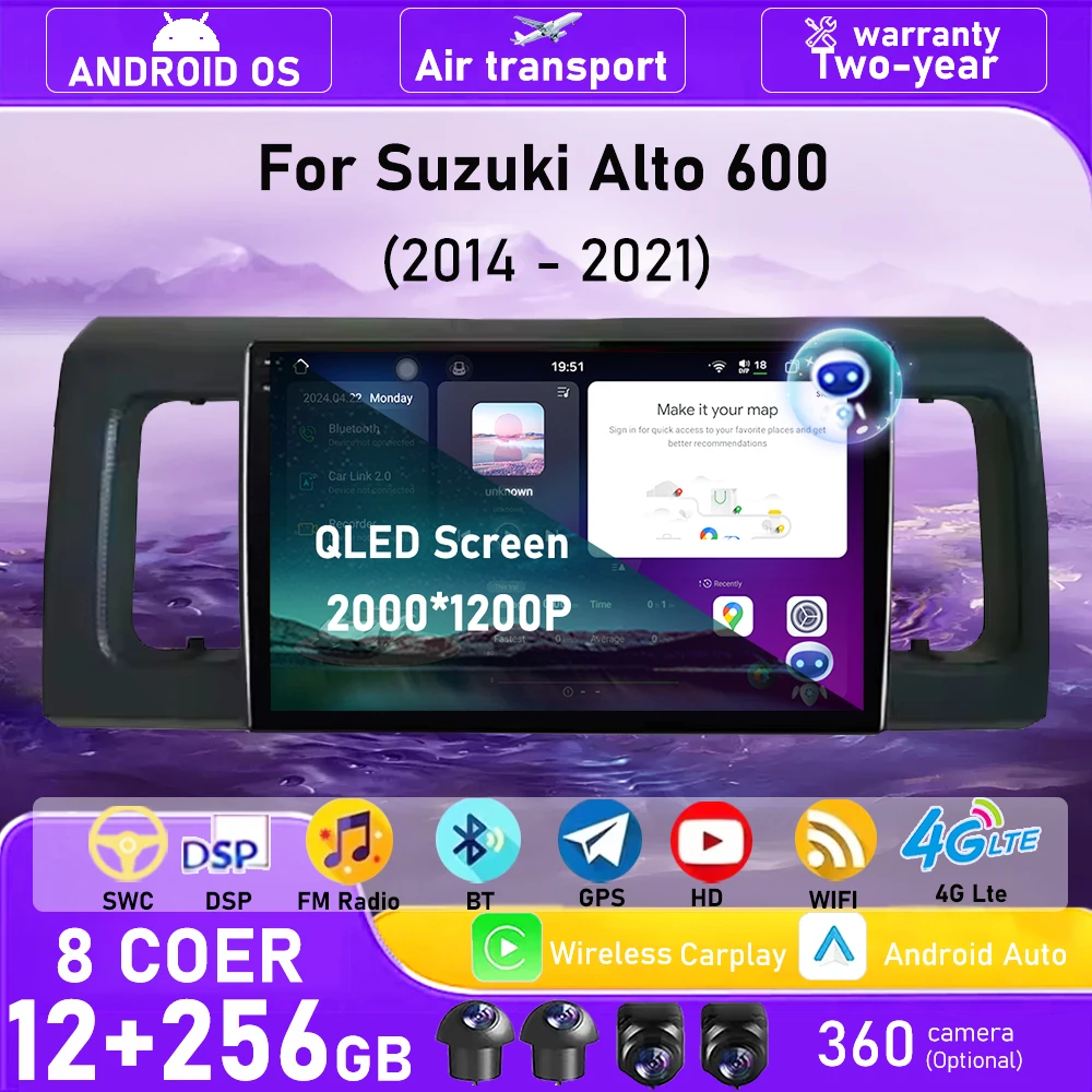 Android 16 Auto Carplay For Suzuki Alto 600 2014 - 2021 Car Radio Multimedia Video Player GPS Navigation Tools Bluetooth 9 Inch